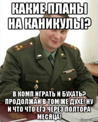 какие планы на каникулы? в комп играть и бухать? продолжай в том же духе! ну и что что егэ через полтора месяца!