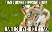 тебя вежливо послать или как? да я пошутил иди нах