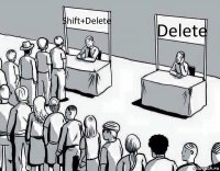 Shift+Delete Delete