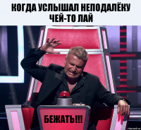 когда услышал неподалёку чей-то лай бежать!!!