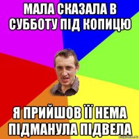 мала сказала в субботу під копицю я прийшов її нема підманула підвела