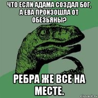 что если адама создал бог, а ева произошла от обезьяны? ребра же все на месте.