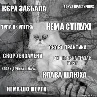 кєра заєбала вишнячька трахає мозг нема стіпухі нема шо жерти скоро екзамени дохуя практичних клава шлюха тупа як улітка Клави дочька шмара скоро практика