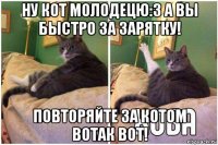 ну кот молодецю:3 а вы быстро за зарятку! повторяйте за котом вотак вот!