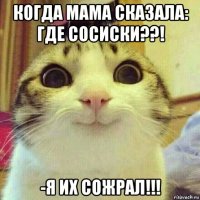 когда мама сказала: где сосиски??! -я их сожрал!!!