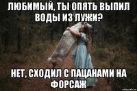 любимый, ты опять выпил воды из лужи? нет, сходил с пацанами на форсаж