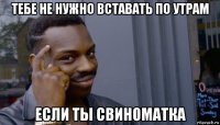 тебе не нужно вставать по утрам если ты свиноматка