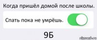 Когда пришёл домой после школы. Спать пока не умрёшь. 9Б