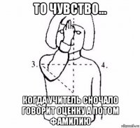 то чувство... когда учитель сночало говорит оценку а потом фамилию