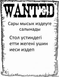 Сары мысык издеуге салынады Стол устиндегі етти жегені ушин иеси издеп