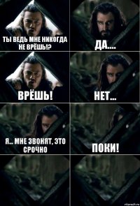 Ты ведь мне никогда не врёшь!? Да.... ВРЁШЬ! Нет... Я... Мне звонят, это срочно Поки!  