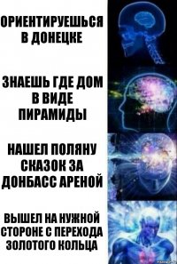 Ориентируешься в Донецке Знаешь где дом в виде пирамиды Нашел поляну сказок за донбасс ареной Вышел на нужной стороне с перехода Золотого Кольца