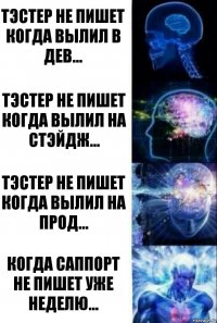 Тэстер не пишет когда вылил в дев... Тэстер не пишет когда вылил на стэйдж... Тэстер не пишет когда вылил на прод... Когда саппорт не пишет уже неделю...