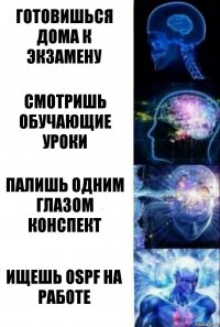 Готовишься дома к экзамену Смотришь обучающие уроки Палишь одним глазом конспект Ищешь OSPF на работе