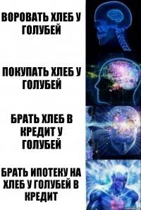 воровать хлеб у голубей покупать хлеб у голубей брать хлеб в кредит у голубей Брать ипотеку на хлеб у голубей в кредит