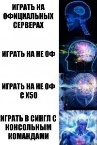 Играть на официальных серверах Играть на не оф Играть на не оф с x50 Играть в сингл с консольным командами