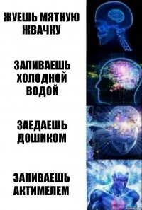 Жуешь мятную жвачку Запиваешь холодной водой Заедаешь дошиком Запиваешь актимелем