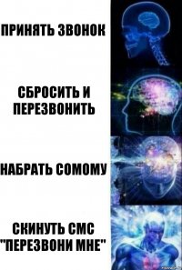 Принять звонок Сбросить и перезвонить набрать сомому Скинуть смс "перезвони мне"