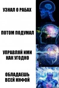 узнал о рабах Потом подумал управляй ими как угодно Обладаешь всей инфой