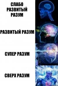 Слабо развитый разум Развитый разум Супер разум Сверх разум