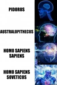 Pidorus Australopithecus Homo sapiens sapiens Homo sapiens soveticus