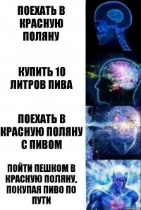 Поехать в Красную поляну Купить 10 литров пива Поехать в Красную поляну с пивом пойти пешком в Красную поляну, покупая пиво по пути