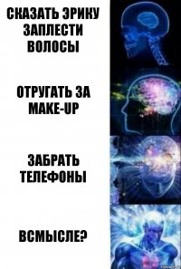 сказать эрику заплести волосы отругать за make-up забрать телефоны всмысле?