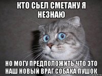 кто сьел сметану я незнаю но могу предположить что это наш новый враг собака пушок