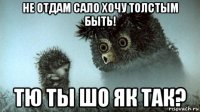 не отдам сало хочу толстым быть! тю ты шо як так?