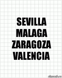 SEVILLA
MALAGA
ZARAGOZA
VALENCIA