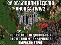 са объявили неделю анонса tww2 количество недовольных отсутствием свинарников выросло втрое.