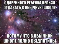 одаренного ребенка нельзя отдавать в обычную школу потому что в обычной школе полно быдлятины