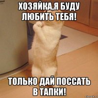 хозяйка,я буду любить тебя! только дай поссать в тапки!