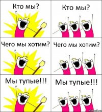 Кто мы? Кто мы? Чего мы хотим? Чего мы хотим? Мы тупые!!! Мы тупые!!!