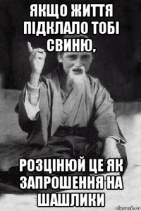 якщо життя підклало тобі свиню, розцінюй це як запрошення на шашлики