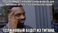 тебе не прийдется покупать новый кабель для айфона из-за того что его погрызла собака если новый будет из титана.