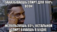 заказываешь спирт для 100% всок используешь 65%, остальной спирт бухаешь в будке