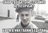 захар твої батьки случайно не лісоруби ? бо ти в них такий будулай