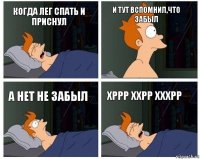 когда лег спать и приснул и тут вспомнил,что забыл а нет не забыл хррр ххрр хххрр