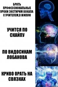 брать профессиональные уроки экстирим вокала с учителем,в живую учится по скайпу по видосикам лобанова криво орать на связках