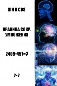 SIN и COS Правила сокр. Умножения 2409•457=? 2•2