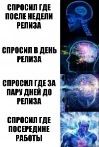 спросил где после недели релиза спросил в день релиза спросил где за пару дней до релиза спросил где посередине работы