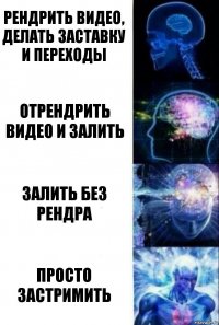 Рендрить видео, делать заставку и переходы Отрендрить видео и залить Залить без рендра просто застримить