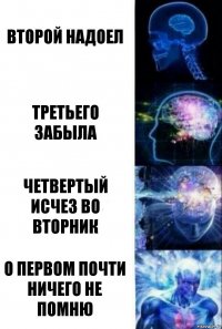 Второй надоел Третьего забыла Четвертый исчез во вторник О первом почти ничего не помню