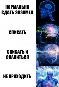 Нормально сдать экзамен Списать Списать и спалиться Не приходить