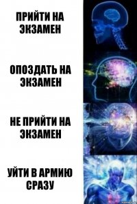 Прийти на экзамен опоздать на экзамен не прийти на экзамен уйти в армию сразу