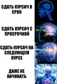 Сдать курсач в срок Сдать курсач с просрочкой Сдать курсач на следующем курсе Даже не начинать