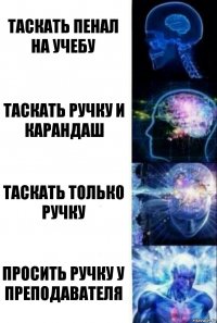 Таскать пенал на учебу Таскать ручку и карандаш Таскать только ручку Просить ручку у преподавателя