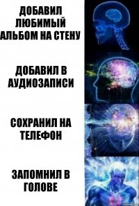 Добавил любимый альбом на стену Добавил в аудиозаписи Сохранил на телефон Запомнил в голове