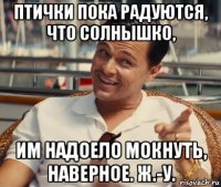 птички пока радуются, что солнышко, им надоело мокнуть, наверное. ж.-у.